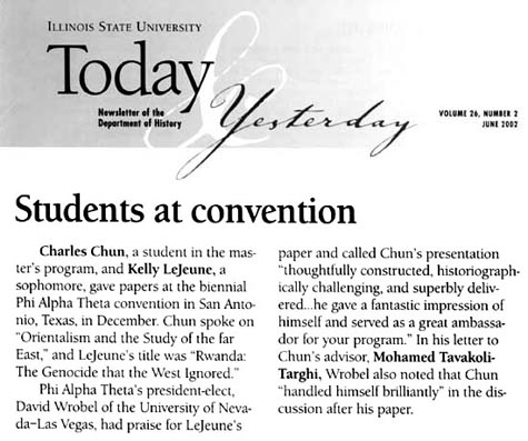 In the ISU History Department newsletter